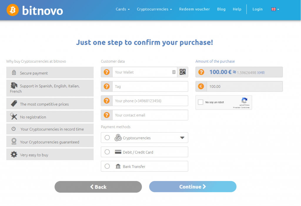 Buying monero online Bitnovo