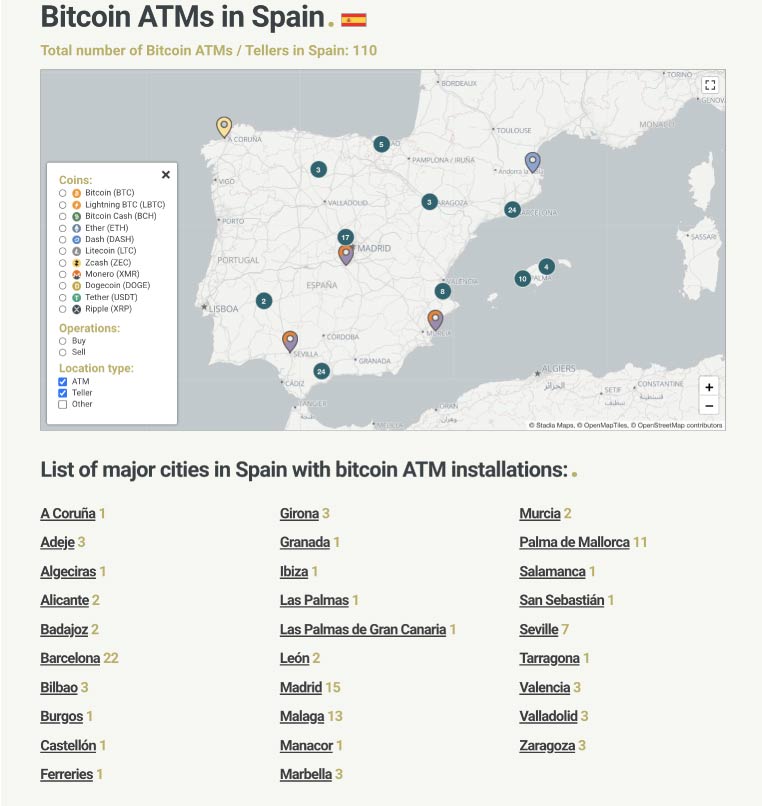 Cuántos cajeros Bitcoin hay en España Bitnovo