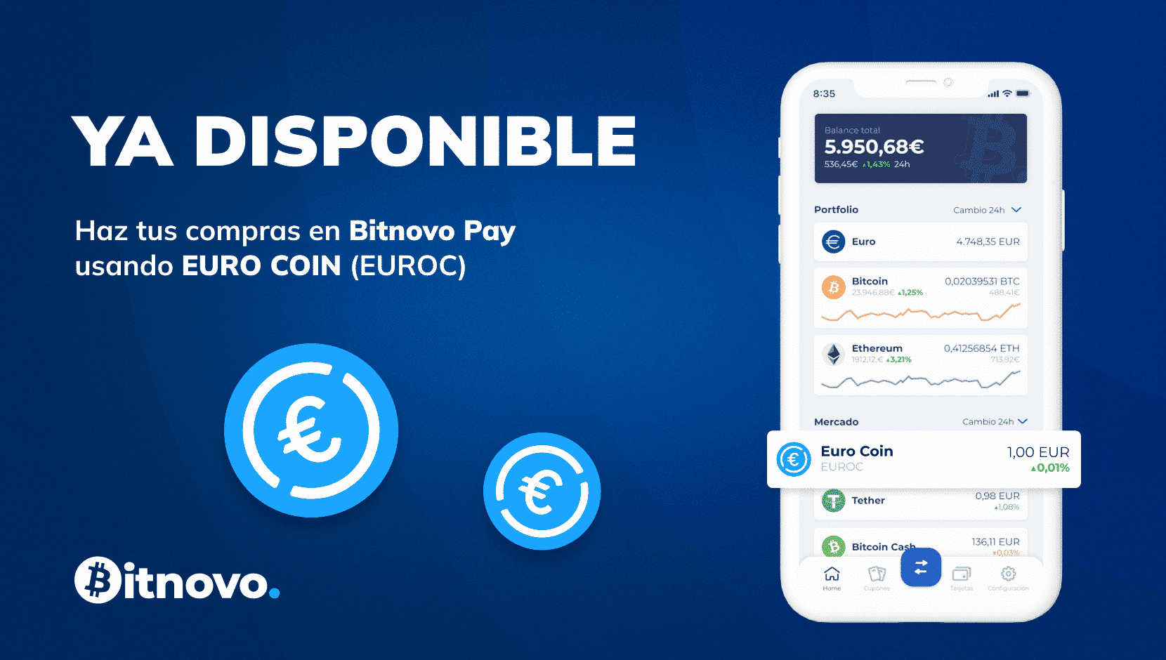 Eurocoin (EUROC) ya está disponible en Bitnovo
